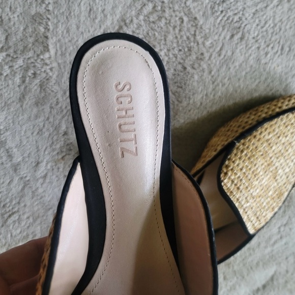 SCHUTZ Raffia Mules Leather Insole Like New 8 - Picture 4 of 6